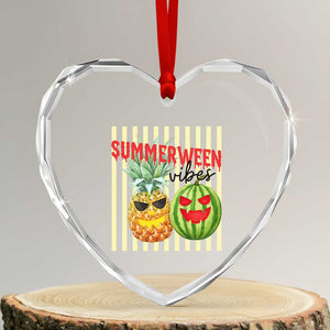 Funny Summerween Fruit Heart Crystal Glass Ornament Spooky Pineapple Watermelon Graphic