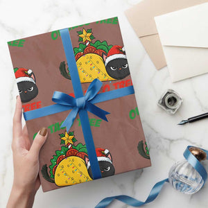Funny Taco Cat Tree Christmas Wrapping Paper Roll TS14 Mocha Print Your Wear