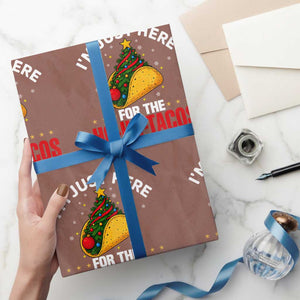 Funny Taco Christmas Wrapping Paper Roll I Am Just Here For The Ho Ho Tacos TS14 Mocha Print Your Wear