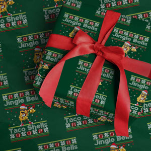 Funny Taco Christmas Wrapping Paper Roll Jigle Bells Taco Shells TS14 Green Print Your Wear