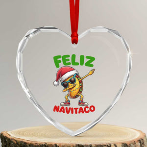 Funny Taco Mexican Christmas Heart Crystal Glass Ornament Feliz Navitaco TS14 Transparent Glass 3'' Heart Print Your Wear