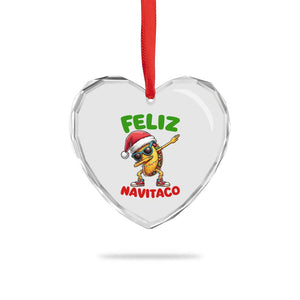 Funny Taco Mexican Christmas Heart Crystal Glass Ornament Feliz Navitaco TS14 Print Your Wear