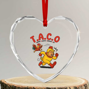 Funny TACO Running Chicken Heart Crystal Glass Ornament Trump Always Chickens Out Hilarious Political TS02 Transparent Glass 3'' Heart Print Your Wear
