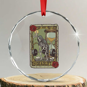 Funny Tarot Card Deadlifts Gym Workout Skeleton Crystal Glass Ornament TS11 Transparent Glass 3'' Circle Print Your Wear