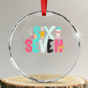 Funny Teacher Six Seven Crystal Glass Ornament 6 7 Meme TS10 Transparent Glass 3'' Circle Print Your Wear