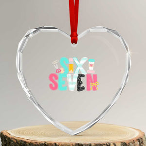 Funny Teacher Six Seven Heart Crystal Glass Ornament 6 7 Meme TS10 Transparent Glass 3'' Heart Print Your Wear