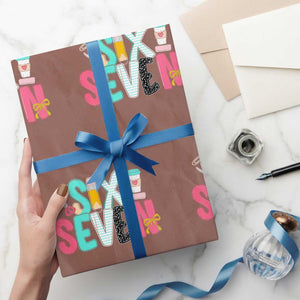 Funny Teacher Six Seven Wrapping Paper Roll 6 7 Meme TS10 Mocha Print Your Wear