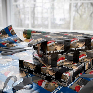 Funny Tech Support Cat Christmas Wrapping Paper Roll TS14 Black Print Your Wear