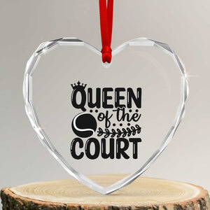 Funny Tennis Lover Gift Heart Crystal Glass Ornament Queen Of The Court TS12 Transparent Glass 3'' Heart Print Your Wear