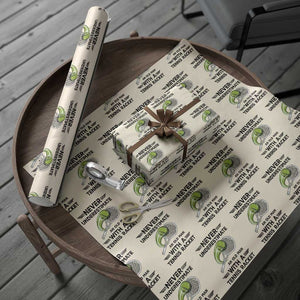Funny Tennis Quote Wrapping Paper Roll Never Underestimate An Old Man With A Tennis Racket TS12 Beige Print Your Wear