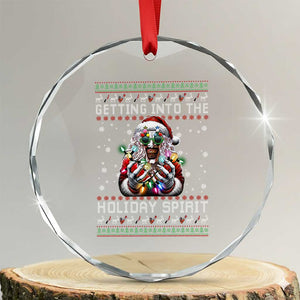 Funny Terrifier Christmas Santa Crystal Glass Ornament Getting Into The Holiday Spirit Horror Movie TS11 Transparent Glass 3'' Circle Print Your Wear