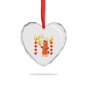 Funny Tet Holiday Heart Crystal Glass Ornament Cute Horse In Ao Dai TS12 Print Your Wear