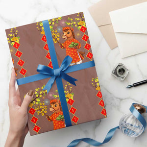 Funny Tet Holiday Wrapping Paper Roll Cute Horse In Ao Dai TS12 Mocha Print Your Wear