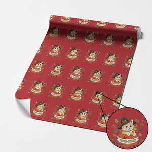 Funny Thanksgiving Cat Lover Wrapping Paper Roll Purritans Pilgrim Puritans Hat TS11 Red Print Your Wear