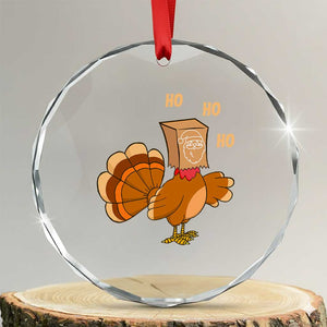Funny Thanksgiving Christmas Triple Ho Santa Turkey Crystal Glass Ornament TS11 Transparent Glass 3'' Circle Print Your Wear