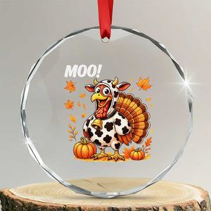 Funny Thanksgiving Crystal Glass Ornament Turkey Moo TS14 Transparent Glass 3'' Circle Print Your Wear