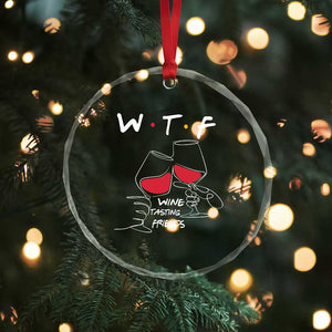 Funny Thanksgiving Friendsgiving Crystal Glass Ornament WTF Wine Tasting Friends TS11 Print Your Wear
