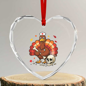 Funny Thanksgiving Nurse Turkey Heart Crystal Glass Ornament Fall RN TS14 Transparent Glass 3'' Heart Print Your Wear