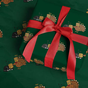 Funny Thanksgiving Wrapping Paper Roll Turkey Fake Cat Meow TS14 Green Print Your Wear