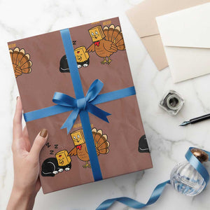Funny Thanksgiving Wrapping Paper Roll Turkey Fake Cat Meow TS14 Mocha Print Your Wear