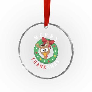 Funny Thanksgiving Xmas Crystal Glass Ornament Merry Thanksmas Turkey Reindeer Antler TS11 Print Your Wear