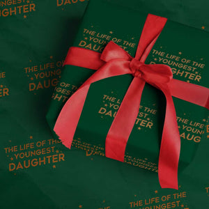 Funny The Life Of The Youngest Daughter Wrapping Paper Roll Sparkle Star TS11 Green Print Your Wear