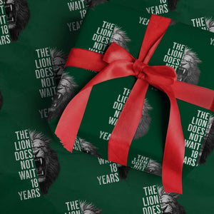 Funny The Lion Does Not Wait 18 Years Wrapping Paper Roll Lion Meme Gen Z Alpha TS11 Green Print Your Wear