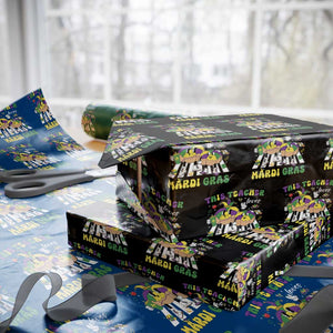 Funny This Teacher Loves Mardi Gras Wrapping Paper Roll King Cake Jester Hat TS11 Black Print Your Wear