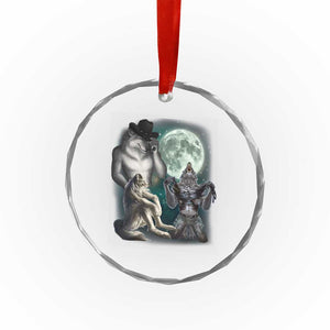 Funny Three Alpha Wolf Howling Moon Crystal Glass Ornament Weird Cringe Werewolf Meme TS11 Print Your Wear