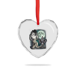 Funny Three Alpha Wolf Howling Moon Heart Crystal Glass Ornament Weird Cringe Werewolf Meme TS11 Print Your Wear