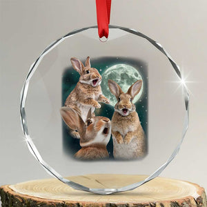 Funny Three Bunny Moon Humorous Rabbit Meme Crystal Glass Ornament TS11 Transparent Glass 3'' Circle Print Your Wear
