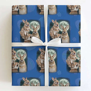 Funny Three Bunny Moon Humorous Rabbit Meme Wrapping Paper Roll TS11 Royal Blue Print Your Wear