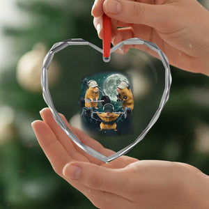 Funny Three Hamster Deadlift Gym Rat Moon Training Weightlifting Meme Heart Crystal Glass Ornament TS11 Print Your Wear