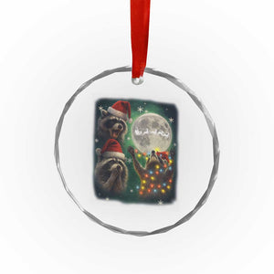 Funny Three Raccoons With The Moon Christmas Crystal Glass Ornament Santa Sleigh TS11 Print Your Wear