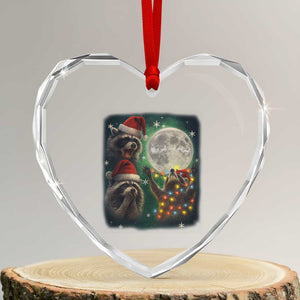Funny Three Raccoons With The Moon Christmas Heart Crystal Glass Ornament Santa Sleigh TS11 Transparent Glass 3'' Heart Print Your Wear