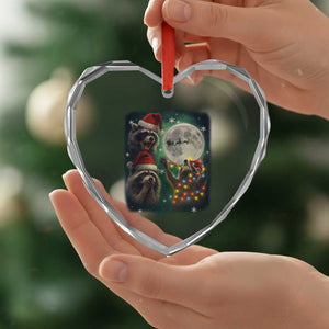 Funny Three Raccoons With The Moon Christmas Heart Crystal Glass Ornament Santa Sleigh TS11 Print Your Wear