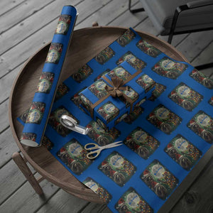 Funny Three Raccoons With The Moon Christmas Wrapping Paper Roll Santa Sleigh TS11 Blue Print Your Wear