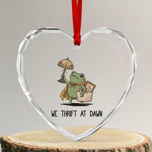 Funny Thrifting Frog Vintage Antique Hunter Heart Crystal Glass Ornament We Thrift At Dawn Humor