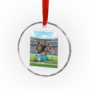 Funny Tiger Dominates Dolphin Crystal Glass Ornament FB Rivalry Gift TS12 Print Your Wear