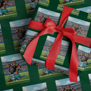 Funny Tiger Dominates Dolphin Wrapping Paper Roll FB Rivalry Gift TS12 Green Print Your Wear