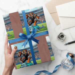 Funny Tiger Dominates Dolphin Wrapping Paper Roll FB Rivalry Gift TS12 Mocha Print Your Wear