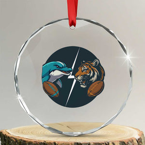 Funny Tiger Vs Dolphin Rivalry Crystal Glass Ornament Gift For FB Hardcore Fan TS12 Transparent Glass 3'' Circle Print Your Wear