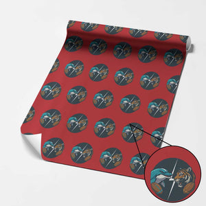 Funny Tiger Vs Dolphin Rivalry Wrapping Paper Roll Gift For FB Hardcore Fan TS12 Red Print Your Wear