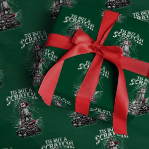 Funny Tis But A Scratch Medieval Warrior Knight Wrapping Paper Roll Funny Gift Sarcastic Quote TS10 Green Print Your Wear