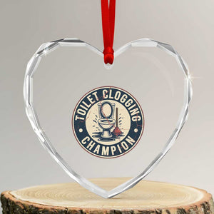 Funny Toilet Clogging Champion Badge Meme Heart Crystal Glass Ornament for Poop Legends Gut Bomb Gladiators TS02 Transparent Glass 3'' Heart Print Your Wear