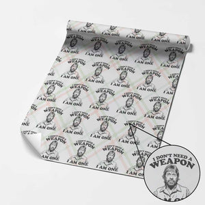 Funny Tough Guy Chuck Meme Wrapping Paper Roll I Dont Need a Weapon I Am One Retro Action Legend Parody TS02 Christmas Plaid Print Your Wear