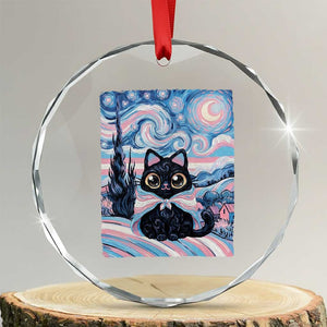 Funny Transgender Cat Starry Night Crystal Glass Ornament LGBTQ Pride Support Gift TS12 Transparent Glass 3'' Circle Print Your Wear