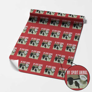 Funny Trashed Panda My Spirit Animal Wrapping Paper Roll Drunk Raccoon in Toilet Meme Hot Mess TS02 Red Print Your Wear