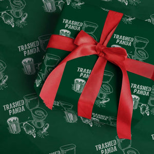Funny Trashed Panda Wrapping Paper Roll Drunk Raccoon in Toilet Meme Hot Mess TS02 Green Print Your Wear