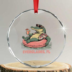 Funny Tropical Alligator Crystal Glass Ornament Everglades Florida FL Summer Vibe TS02 Transparent Glass 3'' Circle Print Your Wear